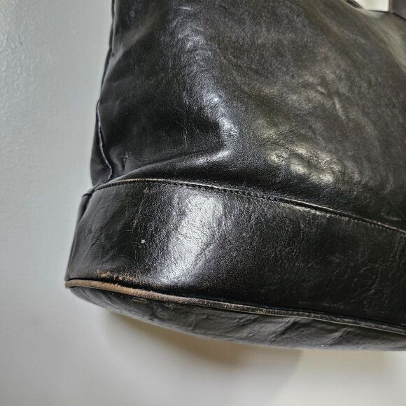 VINTAGE OROTON LARGE BLACK GENUINE COWHIDE SHOULDER BAG - Picture 13 of 16